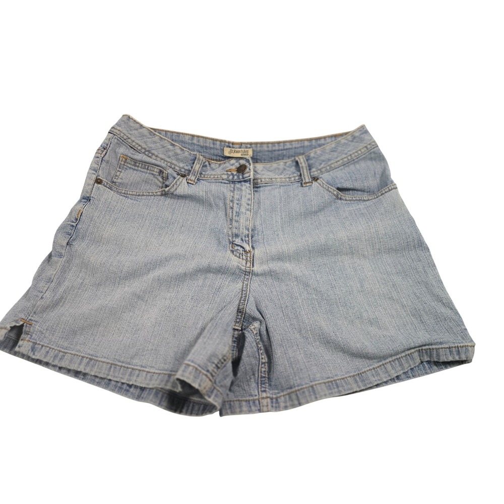 St. Johns Bay Womens Stretch Denim Shorts Light Wash Blue Size 12